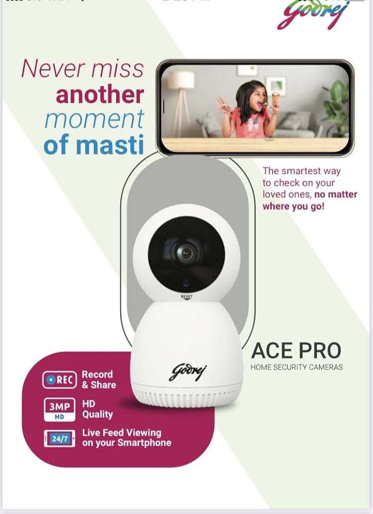 Godrej EVE PRO 5 Pan Tilt Smart WiFi Security Camera With 350 Degree