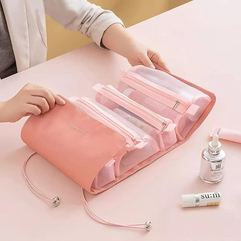 Solid 7 Cms Cosmetic Pouch(Pink)