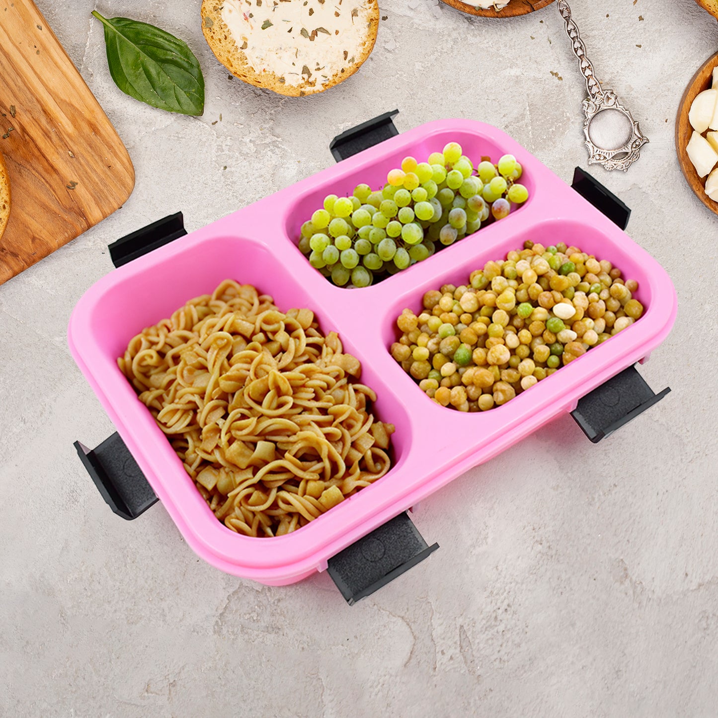 Plastic 3 Compartment Insulated Lunch Box Lunch Box (1 Pc)