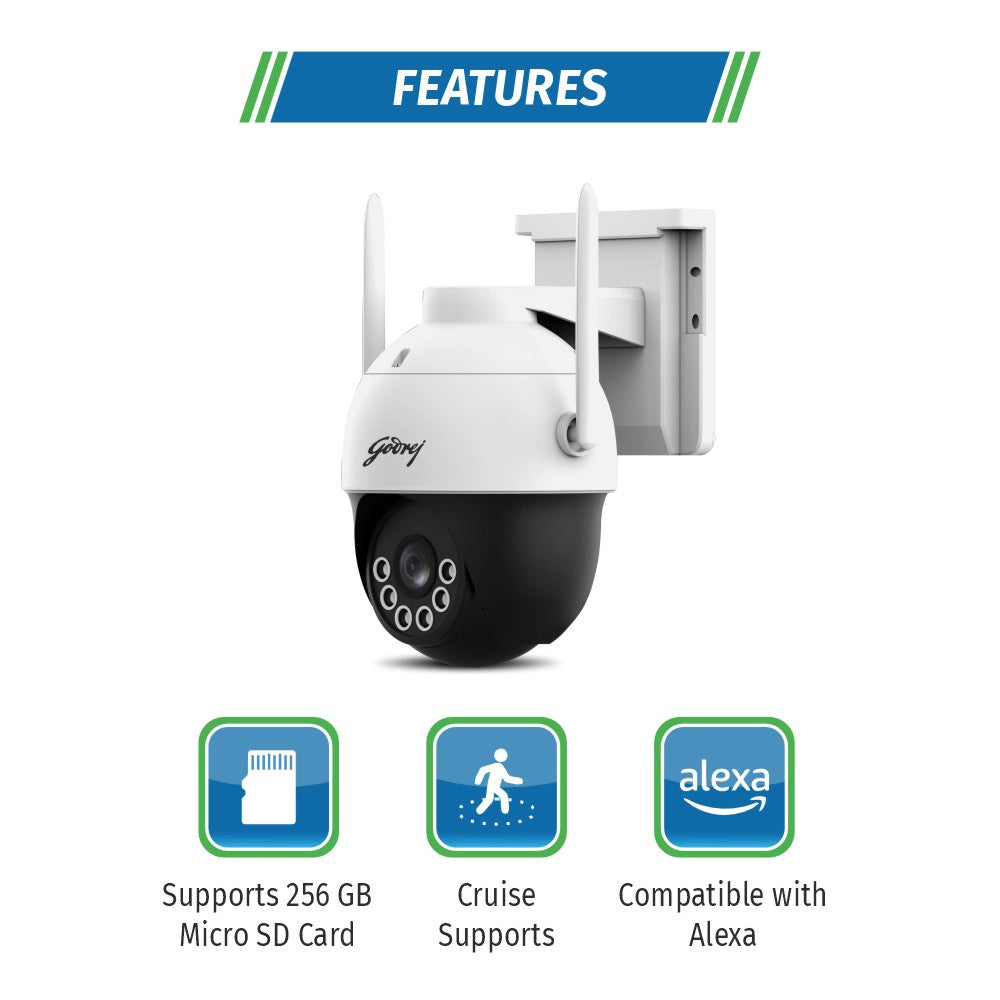 Godrej Ace Pro 4G Mini-PT, 2 Way Audio, Smart Motion Tracking, Humanoid Detection, Alarm System Home Camera