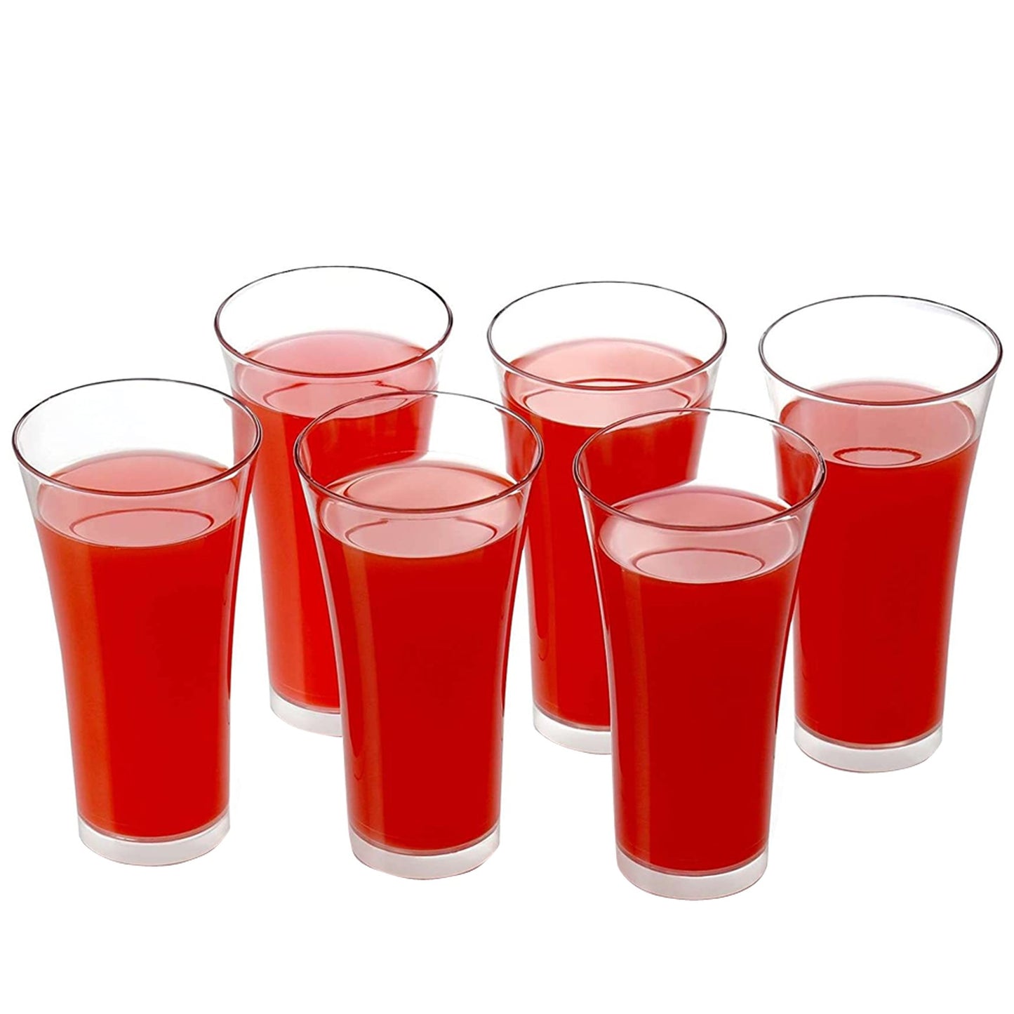 0630 Stylish Look Plastic Juicy Glass Transparent Glasses Set 300ml (6pcs)