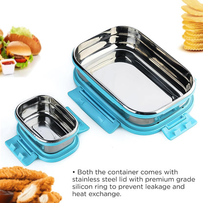 Premium Stainless Steel Lunch Box For Kid 2 Containers Lunch Box Perfect Size Meal Lunch Box Set For Office School And Travelling Tiffin Box (1000 Ml+ 200 Ml Approx)