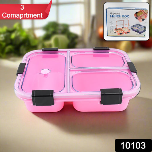 Plastic 3 Compartment Insulated Lunch Box Lunch Box (1 Pc)