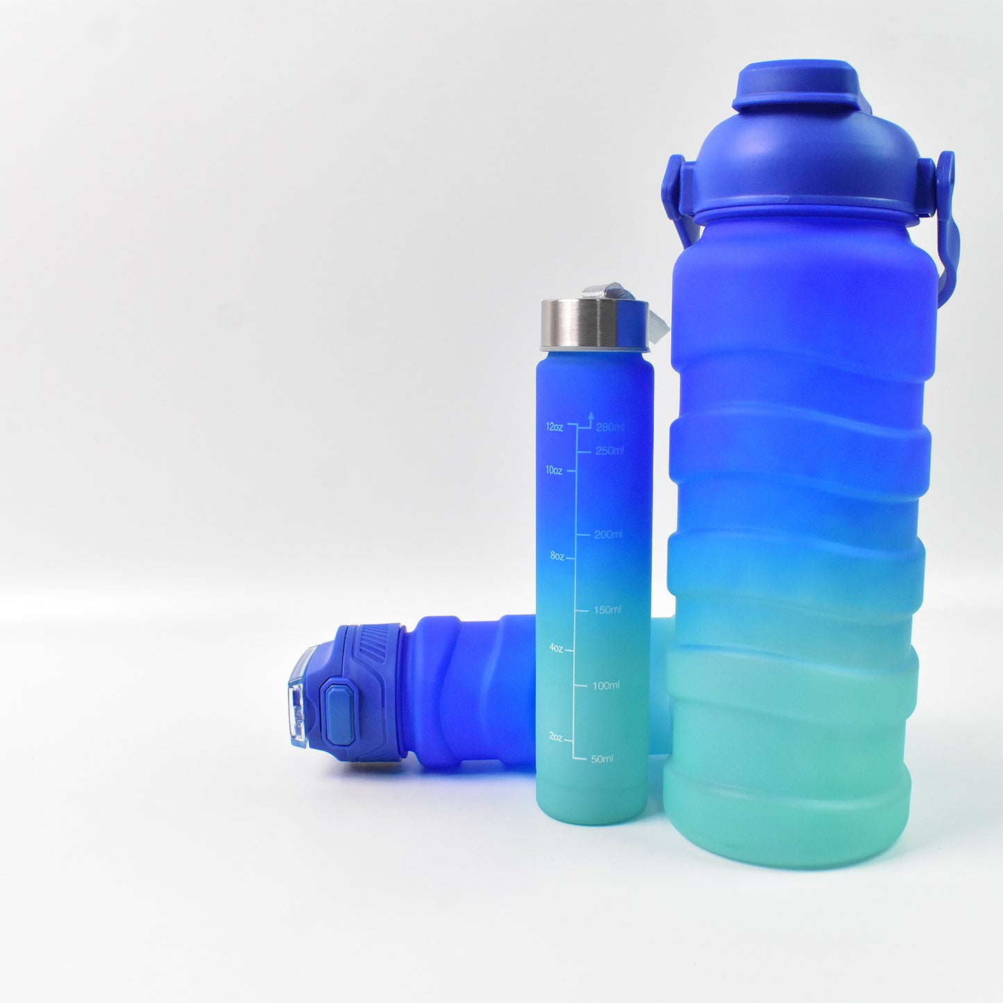 Plastic Water Bottle 3 Different Size Bottle (3 Pc Set  With Straw  Sticker)