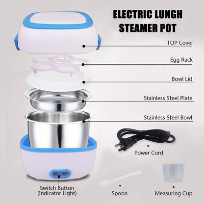 10027 Electric Lunch Box Portable Food Warmer Food Heating Lunch Box Removable Food-grade Stainless Steel Compartments 220v 200w For Car Truck Office