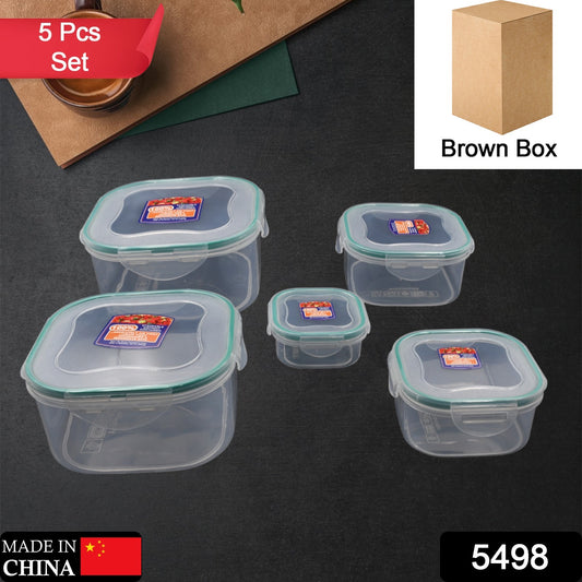 5498 Kitchen Containers Set Fridge Storage Boxes Plastic Containers For Kitchen Organizer Kitchen Accessories Items For Storage Organizer Snap-seal (Lunch Boxstorage Organizer) (5 Ps Set)