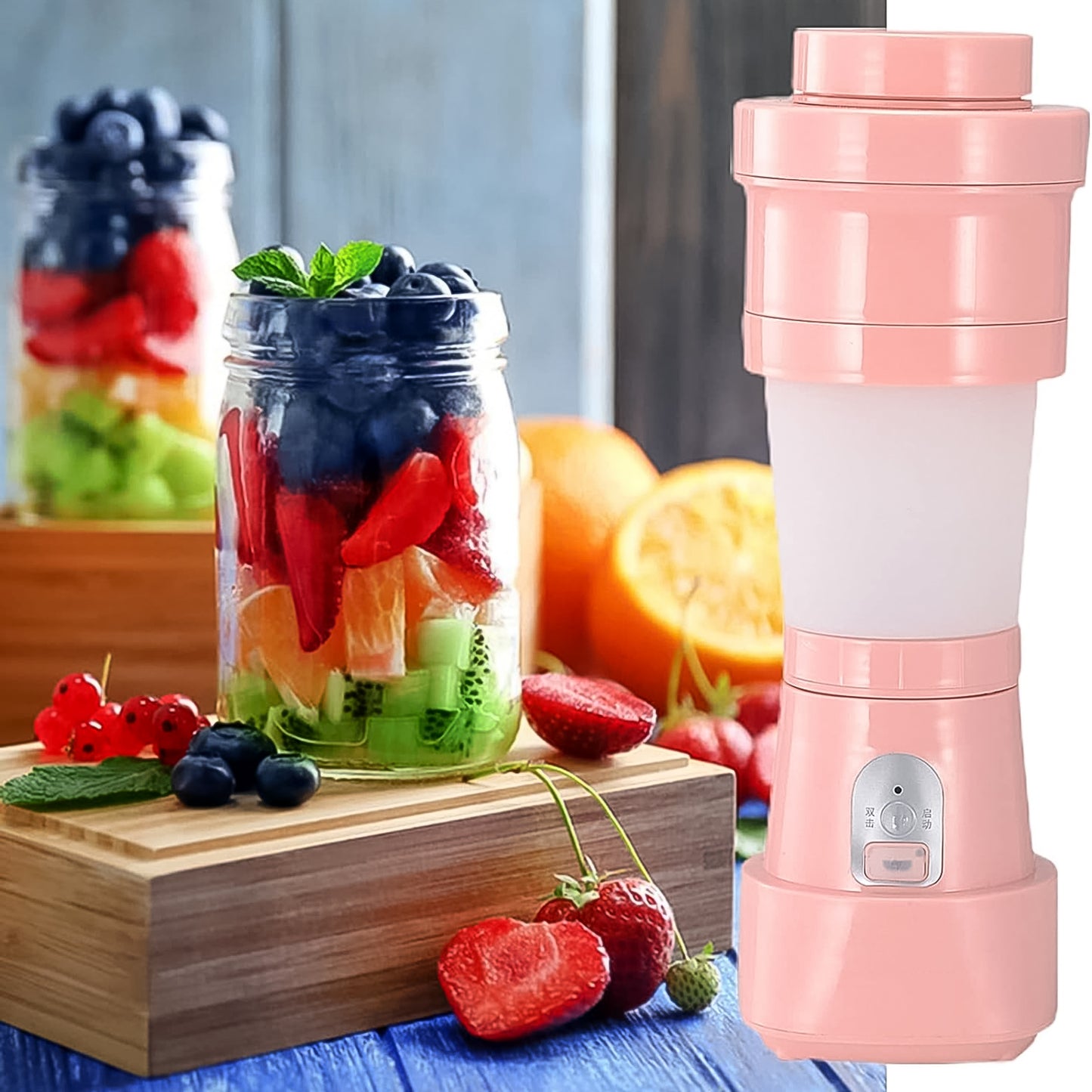 Foldable Electric Juicer Portable Blender Stainless Steel 6 Blades (500 Ml)